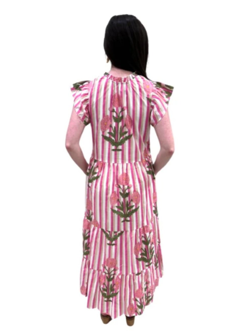 Liza Byrd The Tinley Pink Floral Stripe Long Dress XL - Picture 2 of 7
